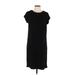Maggy London Casual Dress - Shift Crew Neck Short sleeves: Black Solid Dresses - Women's Size 12
