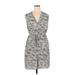 H&M Casual Dress - Shirtdress: Gray Floral Motif Dresses - Women's Size X-Large