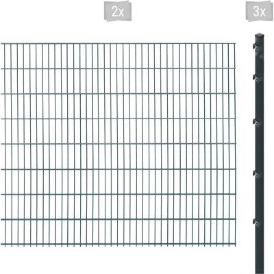 Doppelstabmattenzaun ARVOTEC "ESSENTIAL 163 zum Einbetonieren", grau (anthrazit), H:163cm, Stahl, Kunststoff, Zaunelemen