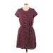 Old Navy Casual Dress - Mini Scoop Neck Short sleeves: Burgundy Print Dresses - Women's Size Large