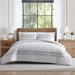 Tahari Home Gwen 3-Piece White/Grey Waffle Stripe Cotton Comforter Set