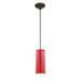 Access Lighting Glass'n Glass Cylinder 1-light Oil-Rubbed Bronze Cord Pendant with Clear-Red Glass