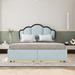 Upholstered Princess Bed with LED and 2 Storage Drawers, Platform Bed with Upholstered Headboard