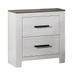 Kopa 26 Inch Nightstand with 2 Drawers, Black Handles, White Wood Finish