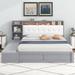 Bluesofa Platform Bed Frame w/ Upholstery Headboard & Storage Shelves Upholstered in Gray | 39.41 H x 78.11 W x 86.81 D in | Wayfair