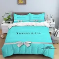 Fashion Tiffany & Co Logo Bedding Set stampa 3D decorazione della casa Boy Girl King Size Bedding