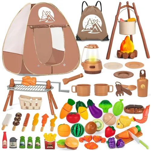 Kinder Camping Spielzeug Set mit Spiel zelt Lagerfeuer Spielzeug Grill Grill so tun als ob Küche