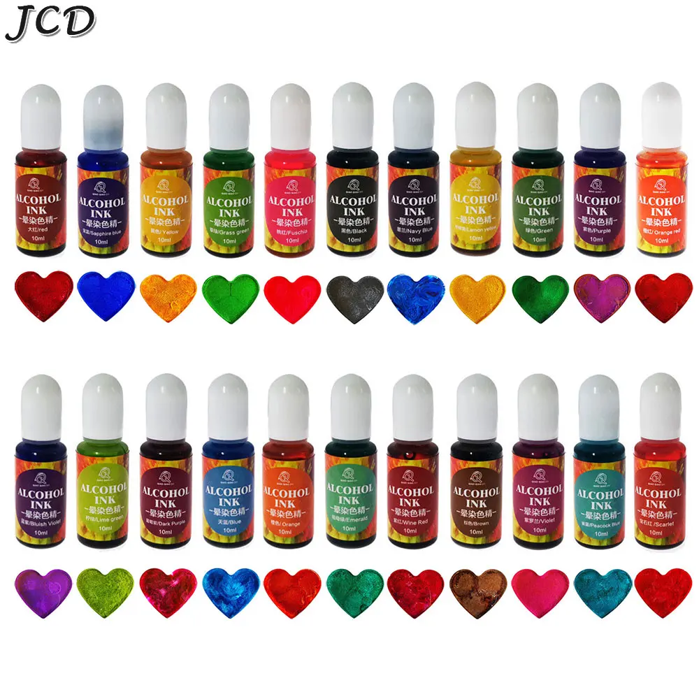Jcd 1set harz pigment kit kunst tinte alkohol flüssiger farbstoff farbstoff tinten diffusion diy epoxidharz form farbset schmuck herstellung Image