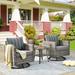 Winston Porter Mariolina 3 Piece Rattan Seating Group w/ Cushions Synthetic Wicker/All - Weather Wicker/Wicker/Rattan in Gray | Outdoor Furniture | Wayfair