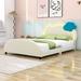 Breakwater Bay Latinne Bed w/ Cloud-Shaped Headboard Upholstered/Velvet in White/Brown | 38 H x 58 W x 80 D in | Wayfair