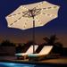 Latitude Run® Truscott Lighted Market Umbrella w/ Crank Lift Counter Weights Included in Brown | 108 H in | Wayfair