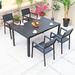 Hokku Designs Rahena Rectangular 59.05" L Outdoor Restaurant Dining Set in Black | 59.05 W x 35.43 D in | Wayfair ECD52EC1747A4E86B4C5B1BF256F32FE