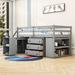 Alzata 3 Drawer Slat Loft Bed w/ Built-in-Desk by Isabelle & Max™, Wood in Gray | 44.4 H x 42.3 W x 93.8 D in | Wayfair