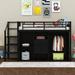 Jatory 2 Drawer Metal Loft Bed w/ Bookcase by Harriet Bee Metal in Black | 55 H x 56 W x 92.5 D in | Wayfair 9FF8F6F524E84B6096E4AE82992B9971