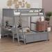 Harriet Bee Janas Bunk Bed w/ Drawers Wood in Gray/Brown | 68.3 H x 57.2 W x 79.5 D in | Wayfair AD45364CACF24A5BB2BDFDBAA5125476