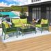 Hokku Designs Marcilla Rectangular 4 - Person 35.4" Long Outdoor Dining Set w/ Cushions Glass/Metal in Green | 35.4 W x 19.4 D in | Wayfair