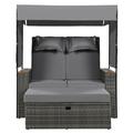 Latitude Run® Outdoor Lounge w/ 2-Pce Patio Bench Set | Adjustable Backrest | UV/Waterproof Protection | Brown Metal in Gray | Wayfair
