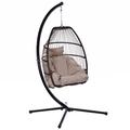 Latitude Run® Outdoor Patio Wicker Folding Hanging Chair, Rattan Swing Hammock Egg Chair | 78 H x 45 W x 34 D in | Wayfair