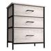 Latitude Run® Steel Frame Nightstand Dresser w/ 3 Faux Wood Drawers: Bedside Table Chest w/ Easy Pull Fabric Bins For Bedroom, Living Room, Closet | Wayfair