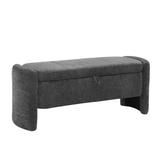 Latitude Run® Oval Ottoman Storage Bench Chenille Fabric Bench w/ Large Storage Space For The Living Room Wood/Chenille in Gray | Wayfair