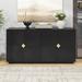 Latitude Run® Large Storage Space Sideboard w/ Wooden Triangular Handles & Adjustable Shelves | 30 H x 60 W x 15 D in | Wayfair