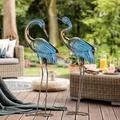 Red Barrel Studio® Garden Crane Statues Outdoor, Standing Blue Heron Decoy Sculptures | 27.56 H x 12.2 W x 5.91 D in | Wayfair