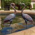 Everly Quinn Garden Crane Statues Patina Heron Decoy, Standing Crane Sculptures Bird Yard Art For Outdoor Decor, Set Of 2 | Wayfair