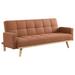 Orren Ellis Kourtney Upholstered Track Arms Covertible Sofa Bed Sage Green Wood in Brown | 33.5 H x 78.25 W x 35.75 D in | Wayfair