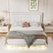 wtressa Floating Bed Frame w/ Motion Activated Night Lights Upholstered/Faux leather in White | 40.9 H x 62.2 W x 82.3 D in | Wayfair