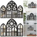 3 Pcs Arched Mirror Set Vintage Wall Mounted Mirror Wall Decoration Gothic Room Decoration Window
