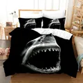 Deep Sea Shark Duvet Cover Set Black Shark Bedding Sets Underwater World Ocean Life Comforter Cover