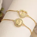 NEWBUY 2024 Fashion Gold Color Box Chain Virgin Mary Charm Bracelets For Women Shiny CZ Zircon