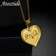 Atoztide Personalized Custom Name Necklace for Women 2 Sides Welding Heart Pendant Stainless Steel