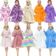 Multicolor Long Sleeve Coat Soft Fur Plush Coat Dress Winter Outfit Warm Wear Accessories for Barbie