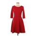 Donna Morgan Casual Dress - A-Line Scoop Neck 3/4 sleeves: Red Print Dresses - Women's Size 6