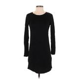 H&M Casual Dress - Sweater Dress Crew Neck Long Sleeve: Black Solid Dresses - Women's Size X-Small