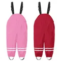 Windproof Waterproof Kids Overalls Rain Pants Adjustable Strap Rain Jumpsuit Boys Girls Trousers