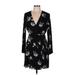 Lush Casual Dress - Wrap: Black Floral Motif Dresses - Women's Size Medium