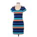 Derek Heart Casual Dress: Blue Color Block Dresses - Women's Size Large