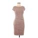 Bailey 44 Casual Dress - Sheath Scoop Neck Short sleeves: Gray Stripes Dresses - Women's Size Medium
