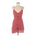 Zara Casual Dress - Mini Plunge Sleeveless: Red Dresses - Women's Size Medium