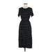 Banana Republic Factory Store Casual Dress - Midi Crew Neck Short sleeves: Black Stripes Dresses - Women's Size Medium Petite