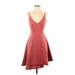 Keepsake Cocktail Dress - A-Line V-Neck Sleeveless: Burgundy Solid Dresses - Women's Size X-Small