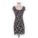 Charlotte Russe Casual Dress - Mini Scoop Neck Short sleeves: Black Print Dresses - Women's Size Medium