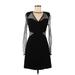 Guess Cocktail Dress - Party Crew Neck Long sleeves: Black Solid Dresses - Women's Size 8