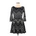 Lily Rose Casual Dress - Mini: Black Print Dresses - Women's Size Medium