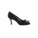 Stuart Weitzman Heels: Pumps Stilleto Minimalist Black Solid Shoes - Women's Size 8 1/2 - Almond Toe