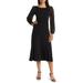 Chiffon Long Sleeve Midi Dress - Black - Connected Apparel Dresses