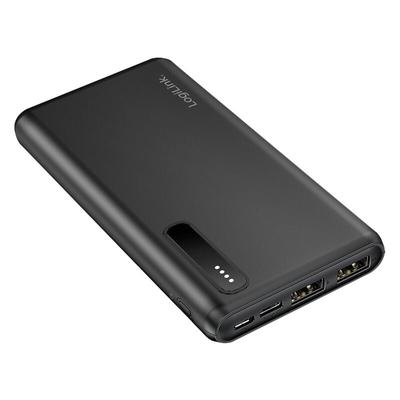 LOGILINK Powerbank PA0311 schwarz, 8000 mAh, 2x USB-A, 2-in-1-Kabel