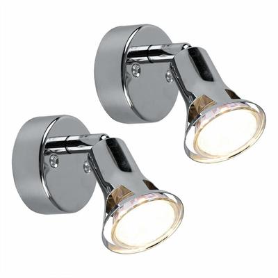 2er Set led Wand Strahler Leuchte Wohn Arbeits Zimmer Chrom Lampe Spots verstellbar Image